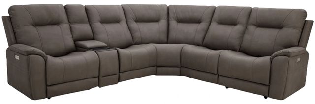 American Wholesale Furniture Cannock 6-Piece Smoke Power Reclining Curved Sectional-0