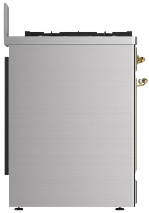 Ilve® Majestic III 30" Stainless Steel Pro Style Dual Fuel Natural Gas Range with 5 Black Brass Burners and Brass Trim-3