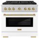 ZLINE Autograph Edition Paramount 36" 5.2 Cu. Ft. Satin Stainless Steel Dual Fuel Range with 6 Burner DuoPro™ Cooktop and Electric Convection Oven with White Matte Door and Champagne Bronze Accents-0