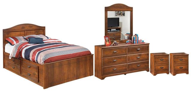 Signature Design by Ashley® Barchan 5-Piece Medium Brown Full Panel Storage Bed Set-0
