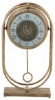 A & B Home Metallic Gold Vintage Inspired Table Gear Clock on Rectangle Stand-0