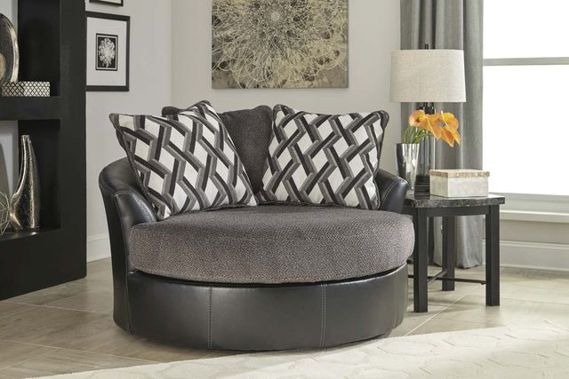 Benchcraft® Kumasi Smoke Oversized Swivel Accent Chair-0
