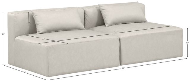 Meridian Furniture Cube 2-Piece Cream Armless Sofa-3