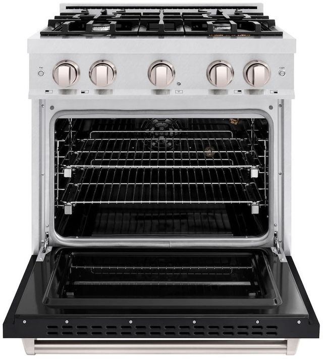 ZLINE Classic 30" Satin Stainless Steel Pro Style Dual Fuel Range with Black Matte Door-1