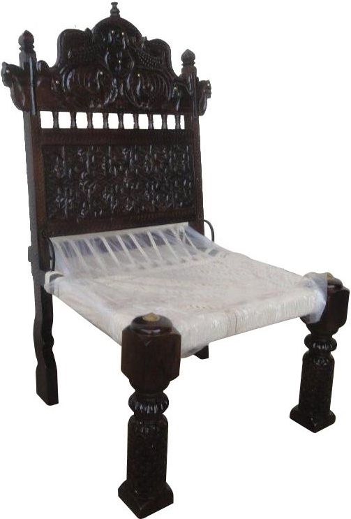 Jaipur Furniture Ghiraly Pidha Dark Walnut/White Upholstered Ceremonial Chair-0