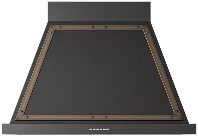 Ilve® Nostalgie II Noblesse 36" Glossy Black Wall Mounted Range Hood with Burnished Trim-0