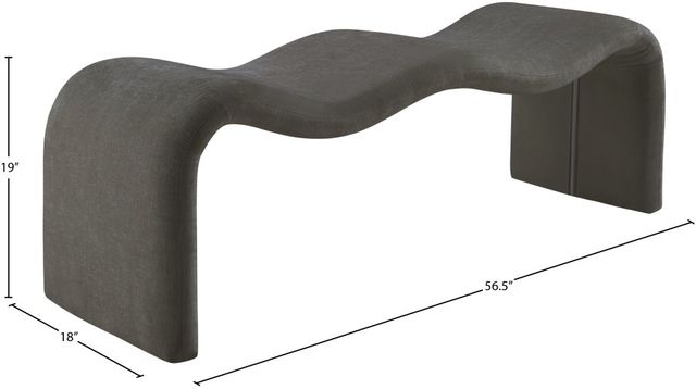 Meridian Furniture Willow Gray Chenille Bench-3