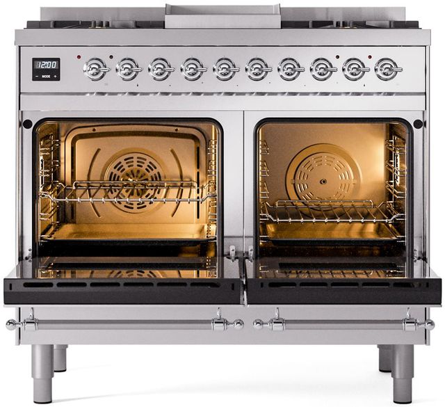 Ilve® Nostalgie II Series 40" Stainless Steel Pro Style Dual Fuel Range-1