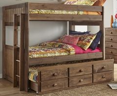 American Wholesale Furniture Chestnut Full Over Full Bunk Bed