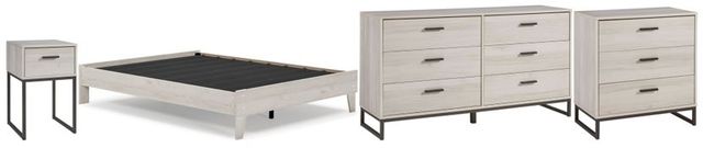 Signature Design by Ashley® Socalle 4-Piece Light Natural Queen Platform Bed Set-0