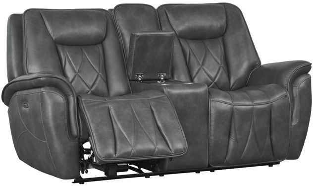 Corinthian Furniture Jordan Charcoal Power Reclining Console Loveseat with Headrest-2