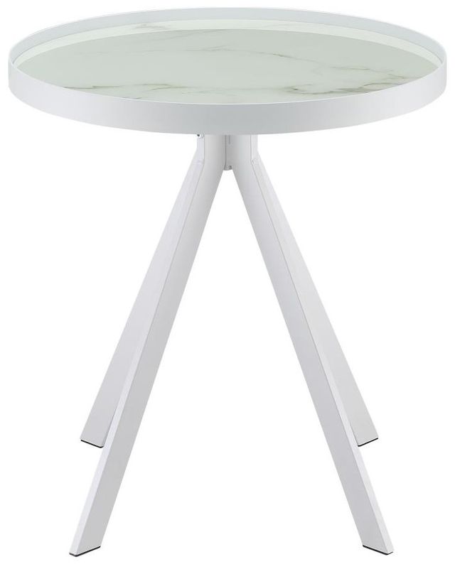 Coaster® Briggs 2-Piece Marble Printed Glass Top Occasional Table with White Base Set-2