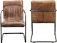 Moe's Home Collection Ansel 2-Piece Light Brown Leather Dining Arm Chair Set-4