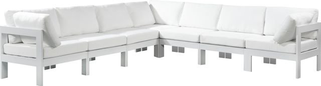 Meridian Furniture Nizuc 7-Piece White Outdoor Patio Modular Sectional Set-0