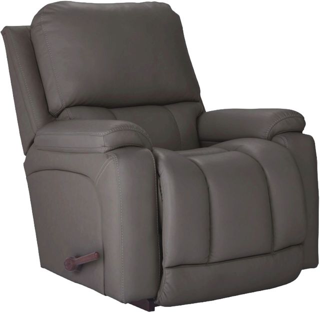 La-Z-Boy® Greyson Blue Grey Leather Manual Rocking Recliner-0