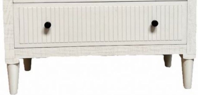 Million Dollar Rustic Frosted White Side Table with 3 Drawers-1