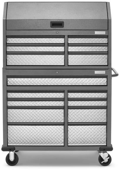 41 in. 15-Drawer Hammered Granite Mobile Tool Chest Combo 41 in. 15-Drawer Hammered Granite Mobile Tool Chest Combo
