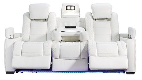 Signature Design by Ashley® Party Time White Power Reclining Sofa-2