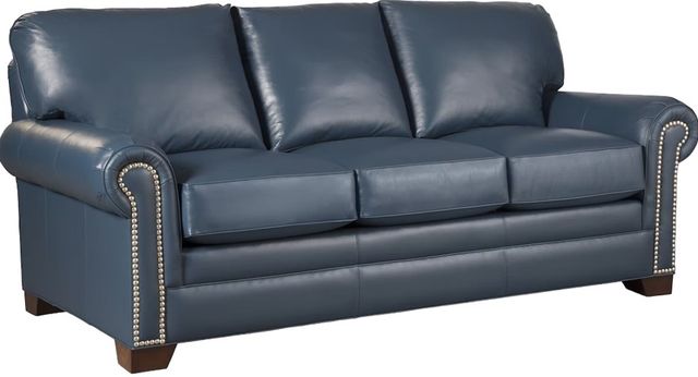 Craftmaster® Customizable CM Leather Pleated Rolled Arm Sofa-0