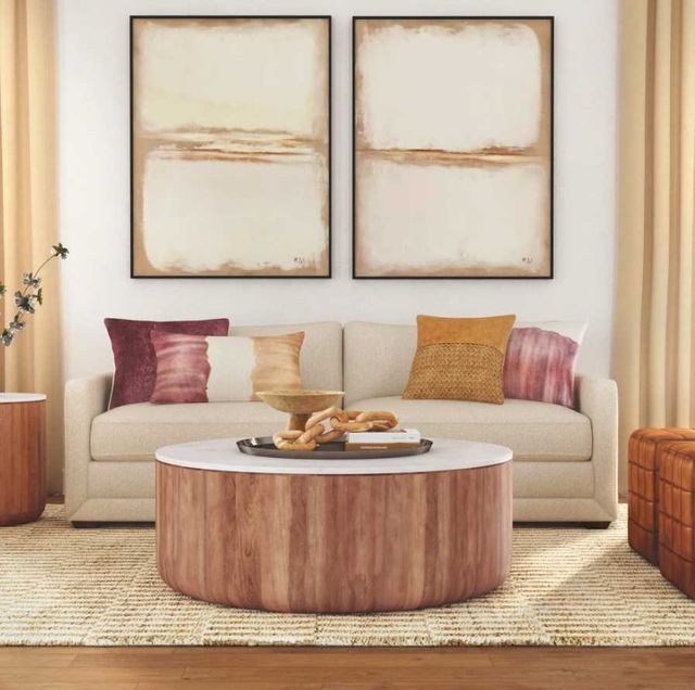 Classic Home Josie White 46" Round Coffee Table with Hickory Brown Base-1
