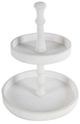 A & B Home White Round Two-Tiered Wooden Tray-0