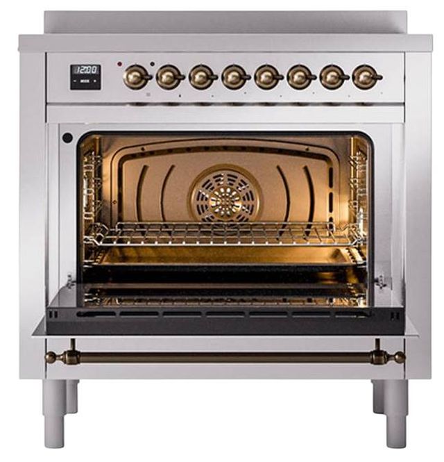 Ilve® Nostalgie II Noblesse 36'' Stainless Steel Pro Style Induction Range with Burnished Trim-2