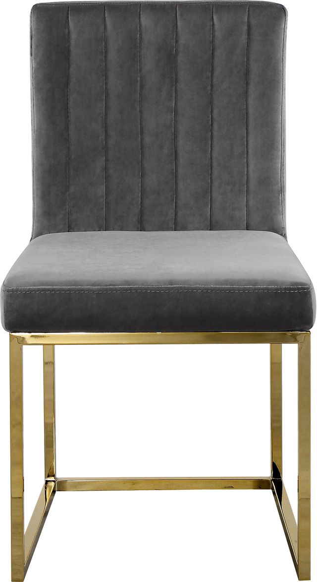 Meridian Furniture Giselle Gray/Gold Velvet Dining Chair-1