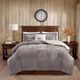 Olliix by Woolrich Alton Grey and Ivory King Polyester Solid Velour to Berber Comforter Set-0