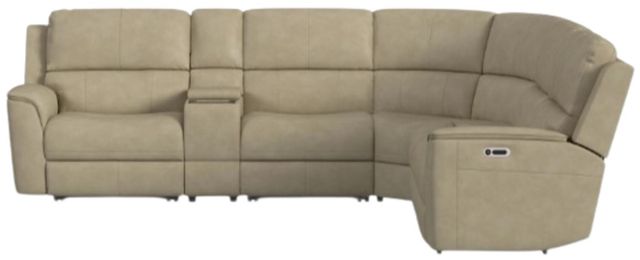 Flexsteel® Henry 6-Piece Leather Beige Curved Power Reclining Sectional -4