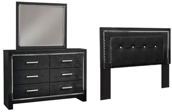 Signature Design by Ashley® Kaydell 2-Piece Black Queen/Full Upholstered Panel Headboard Set-0