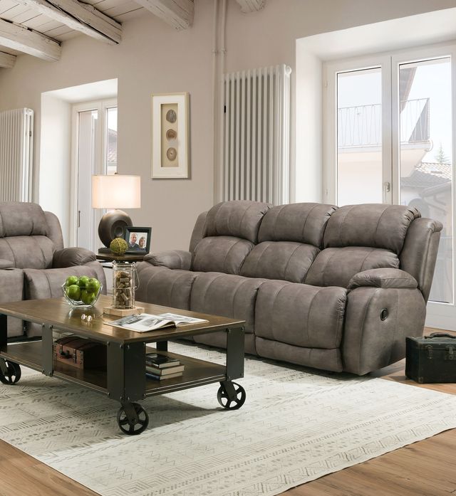 HomeStretch Gray Power Reclining Loveseat with Console-1