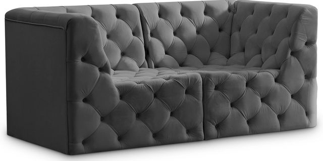 Meridian Furniture Tuft 2-Piece Grey 70" Velvet Modular Sofa-0
