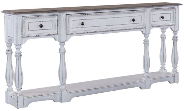 Liberty Furniture Magnolia Manor Weathered Bark 72'' Console Table with Antique White-0