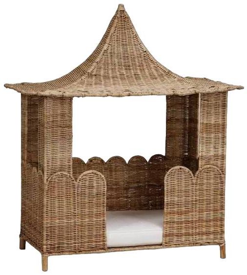 Bramble Customizable Scalloped Rattan Dog Bed-0