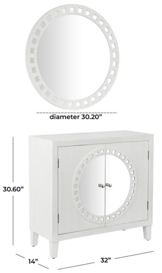 Deco Marche White Console Table with Mirror Set-3