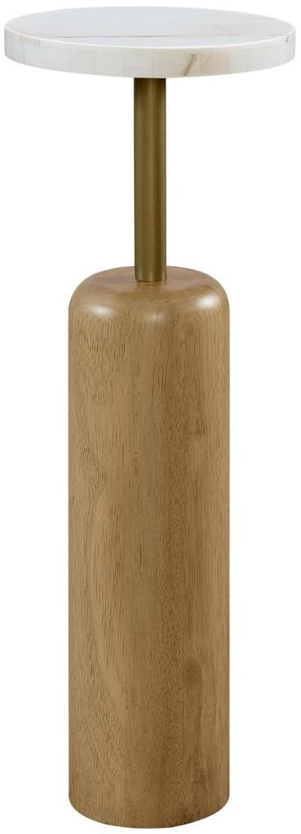 Bernards Tapestry Beige Spot Table with White Marble Top-0