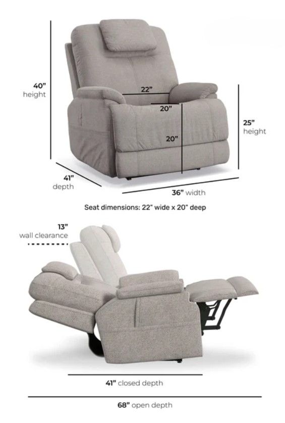 Flexsteel® Zecliner Model 2 Petite Dove Power Lift and Sleep Recliner with Power Headrest and Lumbar-3
