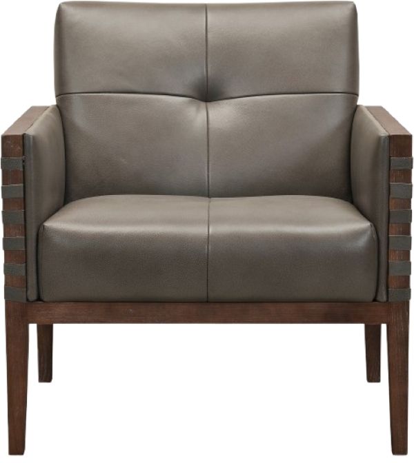 Hooker® Furniture CC Carverdale Dark Hickory/Maddie Gray Leather Club Chair-1