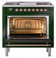 Ilve® Nostalgie II Noblesse 36'' Emerald Green Pro Style Dual Fuel Range with Copper Trim-1
