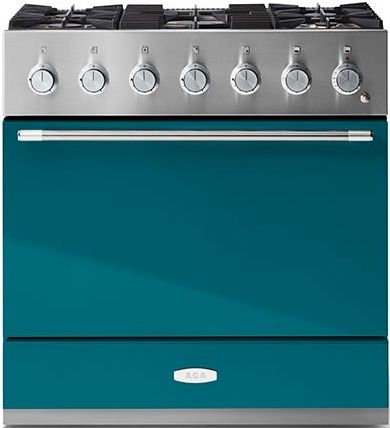 AGA™ Mercury 36" Stainless Steel Pro Style Dual Fuel Range with Salcombe Blue Door-0