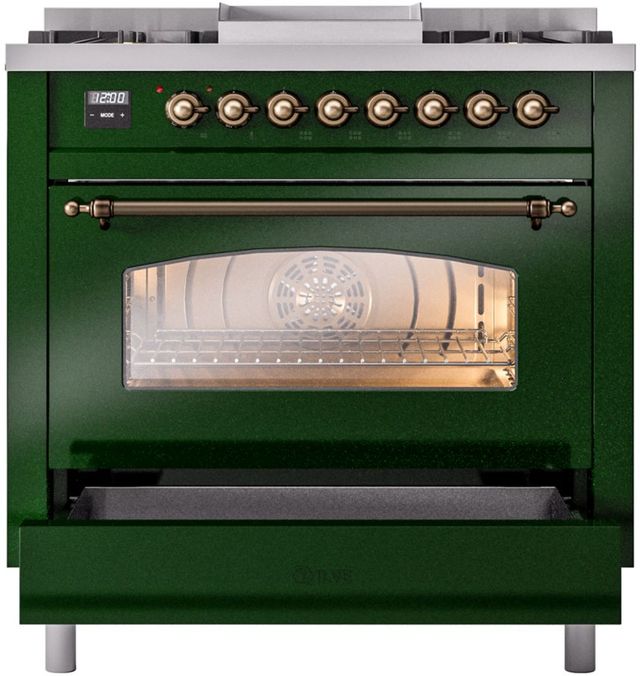 Ilve® Nostalgie II Series 36" Emerald Green Pro Style Dual Fuel Range-3
