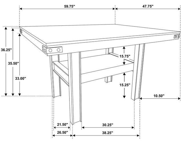 Coaster® Patterson Brown Counter Height Dining Table with Black Base-3