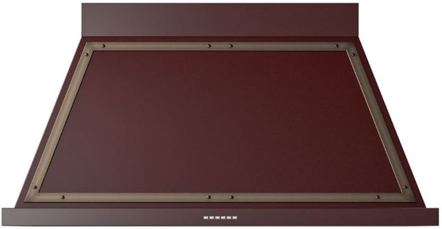 Ilve® Nostalgie II Noblesse 48" Burgundy Wall Mounted Range Hood with Burnished Trim-0