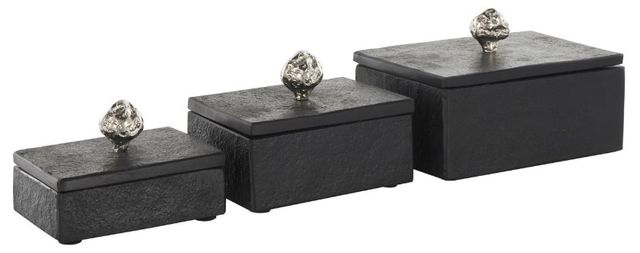 Deco Marche 3-Piece Black Box Set with Silver Knobs-1