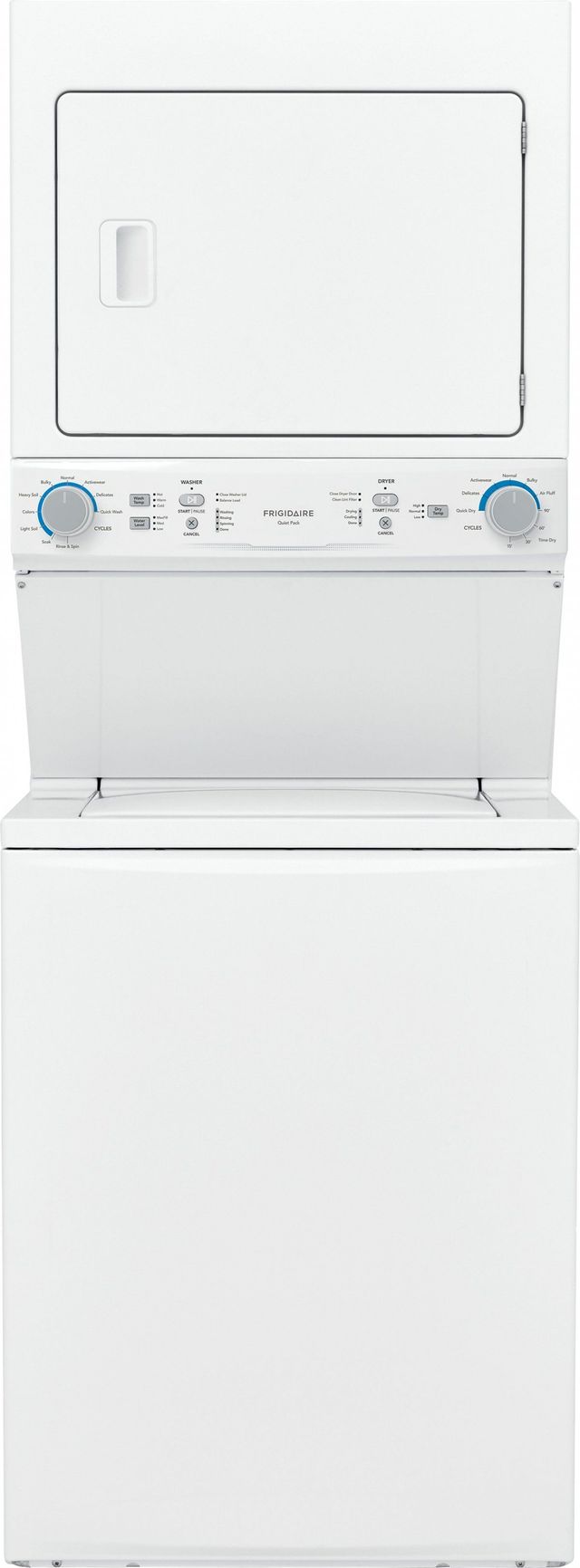 Frigidaire® 3.9 Cu. Ft. Washer, 5.6 Cu. Ft. Dryer White Electric Stack Laundry-0