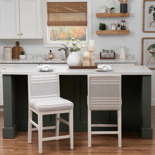 Linon Ramsey 2-Piece Gray/White Counter Stool-1