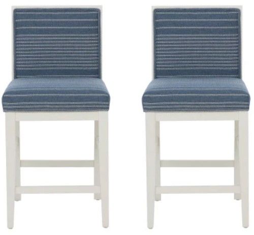 Linon Ramsey 2-Piece Blue Stripe/White Counter Stool-3