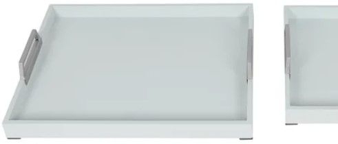 StyleCraft Norman Wyatt Home 2-Piece Spa Blue/Brushed Silver Wooden Tray Set-1