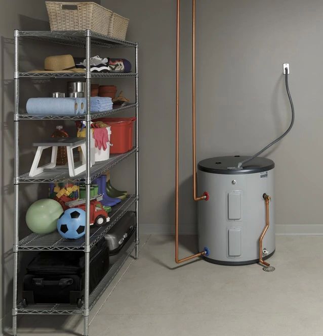 GE® 36 Gallon Diamond Gray Side Port Lowboy Electric Water Heater-4