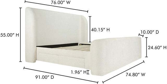 Moe's Home Collection Sophia Cream King Storage Bed-2
